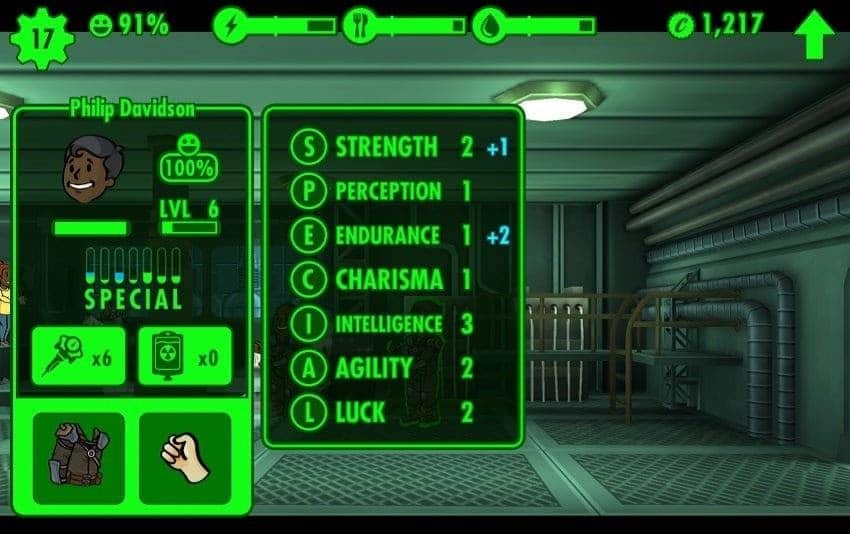 Fallout Shelter character stats