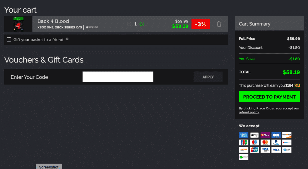 Green Man Gaming Add to Cart Page