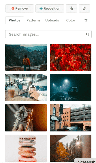 Photo and Patterns Option in Snappa