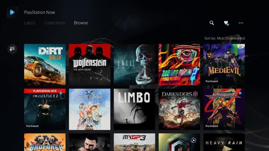 PlayStation Now Interface