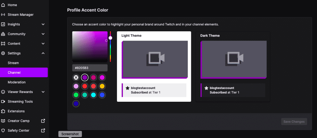 Twitch Profile Accent Color