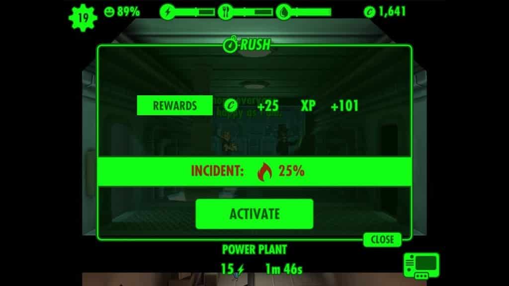 Fallout Shelter Activity Panel