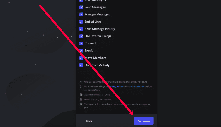 Assign the bot the permissions