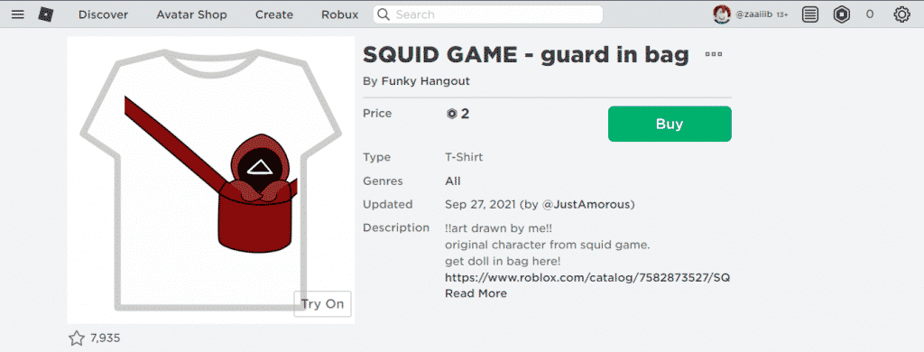 Buy Item from Avatar Shop