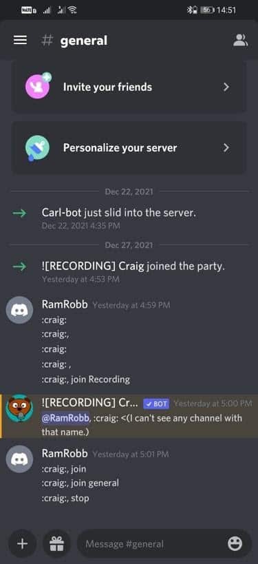 Craig on Discord mobile iPhone & Android