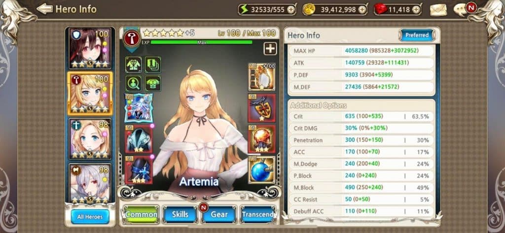 King's raid Artemia Build