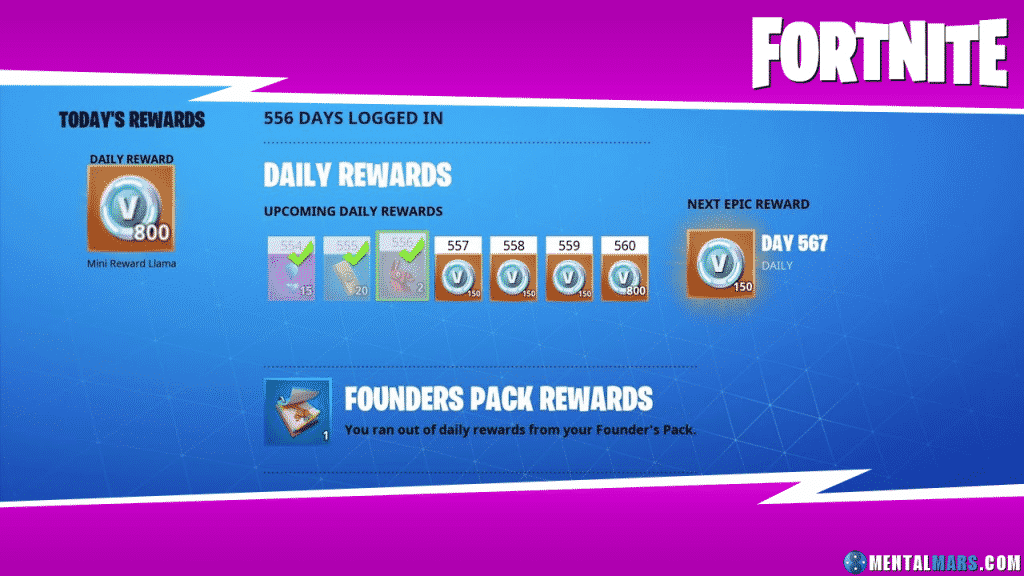Login Rewards in Fortnite