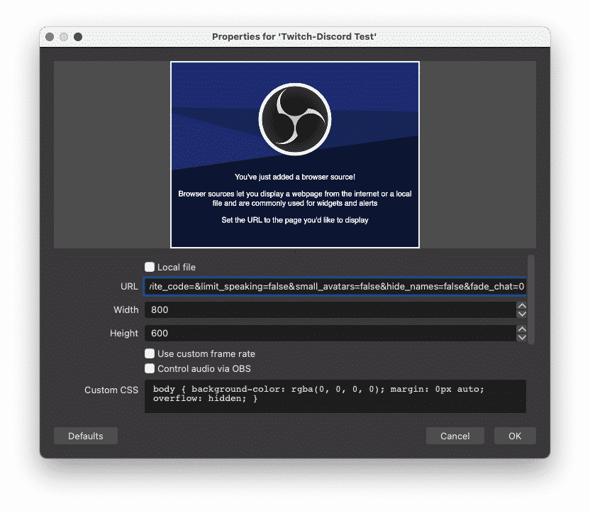 Properties of voice widget
