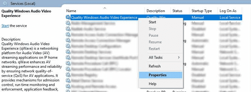 QWAVE properties in local services