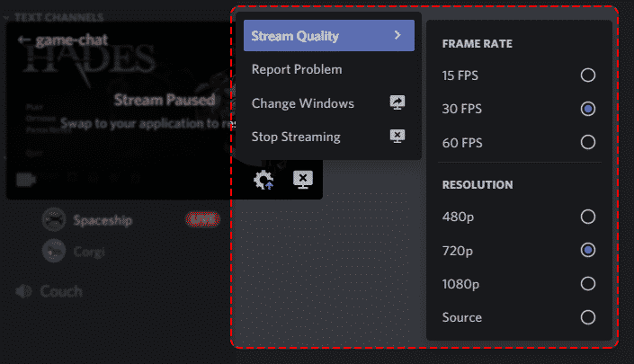 Select the frame rate and resolution of your choice