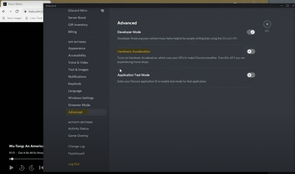 Turn off Hardware Acceleration