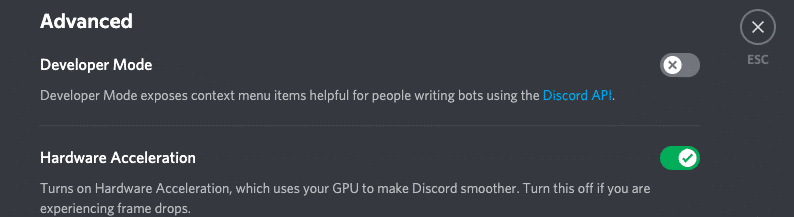 Turn off Hardware Acceleration at discord