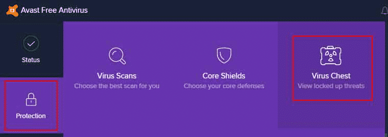 Virus Chest in Avast Antivirus