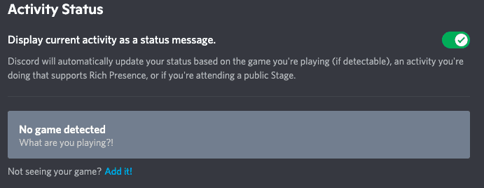 activity status at discord