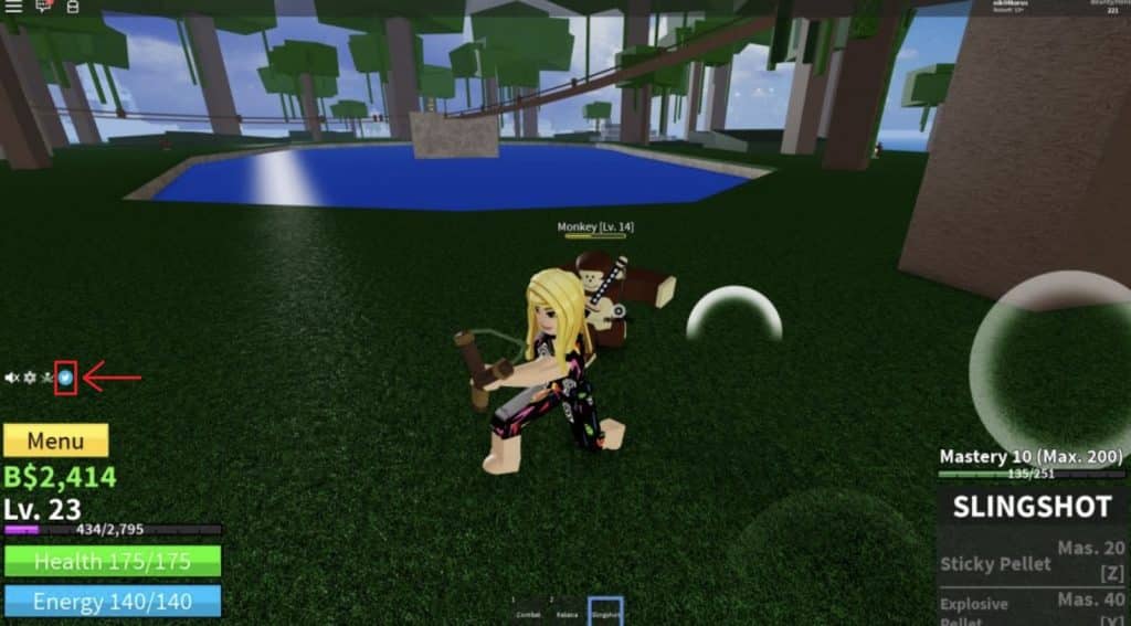 find the Twitter logo on the Blox Piece gameplay screen