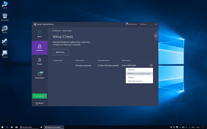 find the infected file name in Virus Chest
