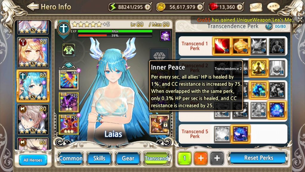 king's raid Transcend Perks