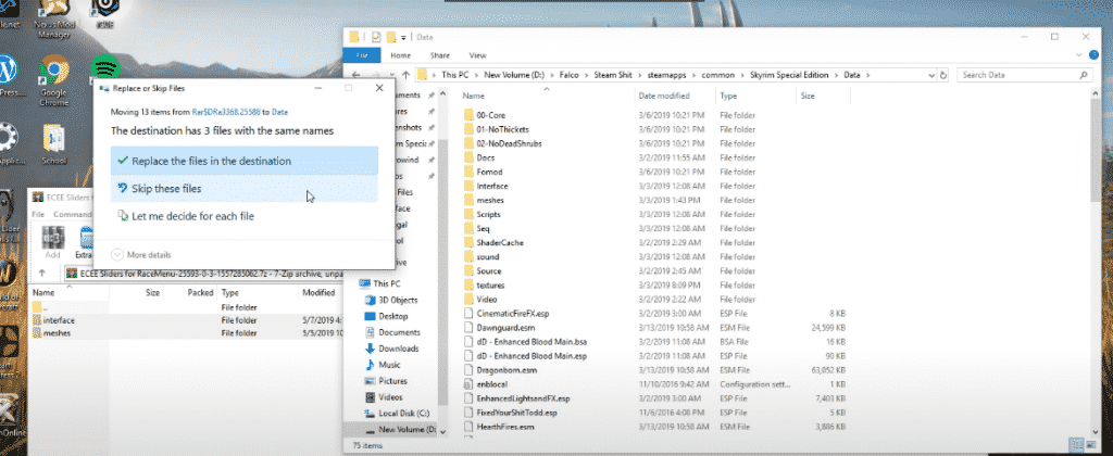prompt to replace or skip files with the same name