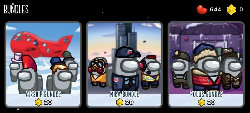 Among Us skin and hat bundles