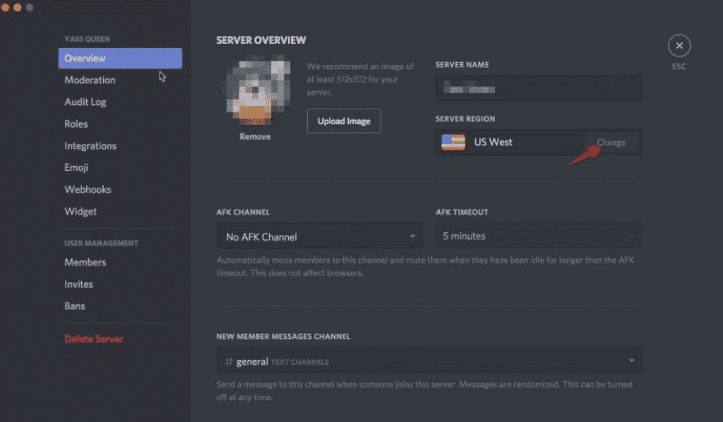 Change Server Regions in Discord