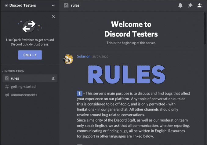 Discord Testers Server Rules