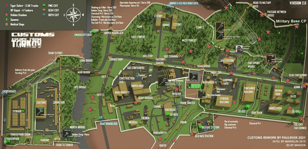 Escape From Tarkov Customs Map Basic Layout