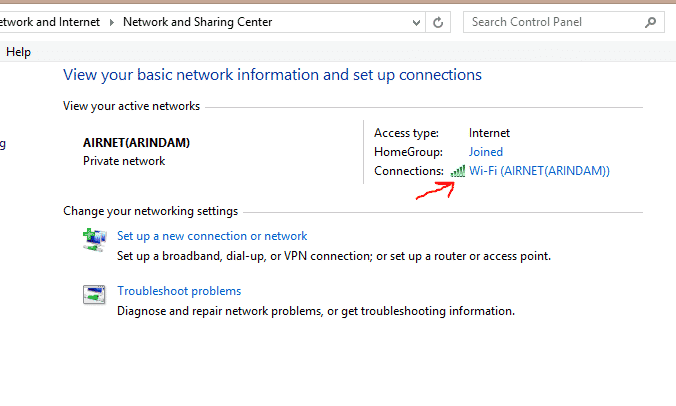 Internet Connection in Network Sharing