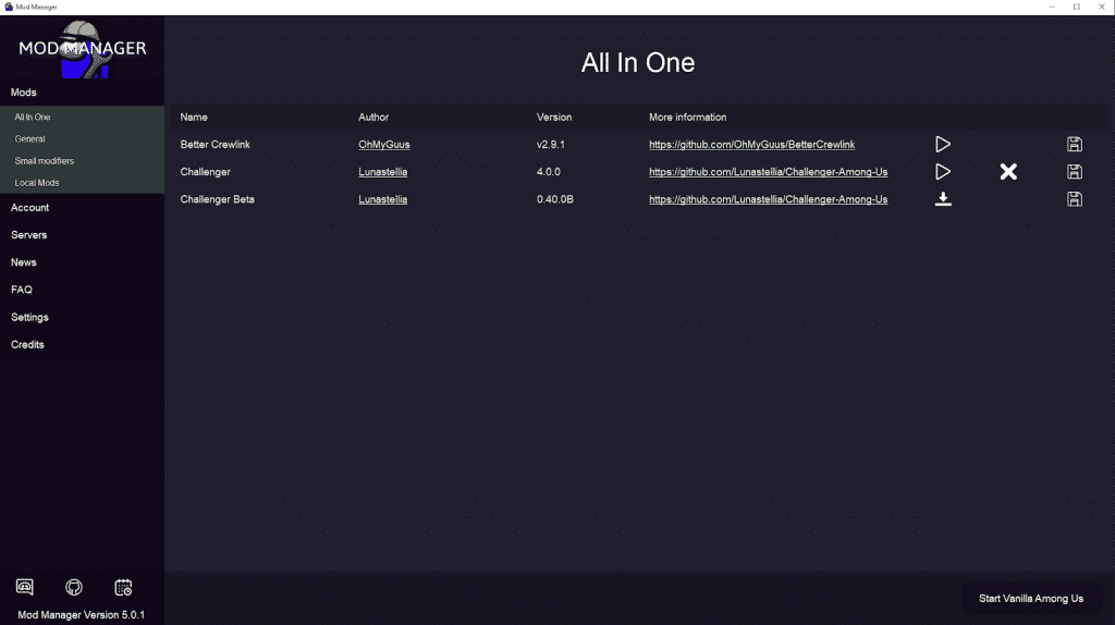 Mod Manager for Among Us