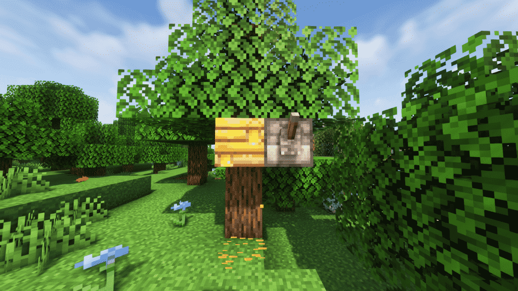 Redstone contraption containing a Dispenser and a Lever