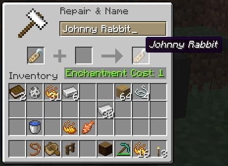 Add nametag to slot minecraft