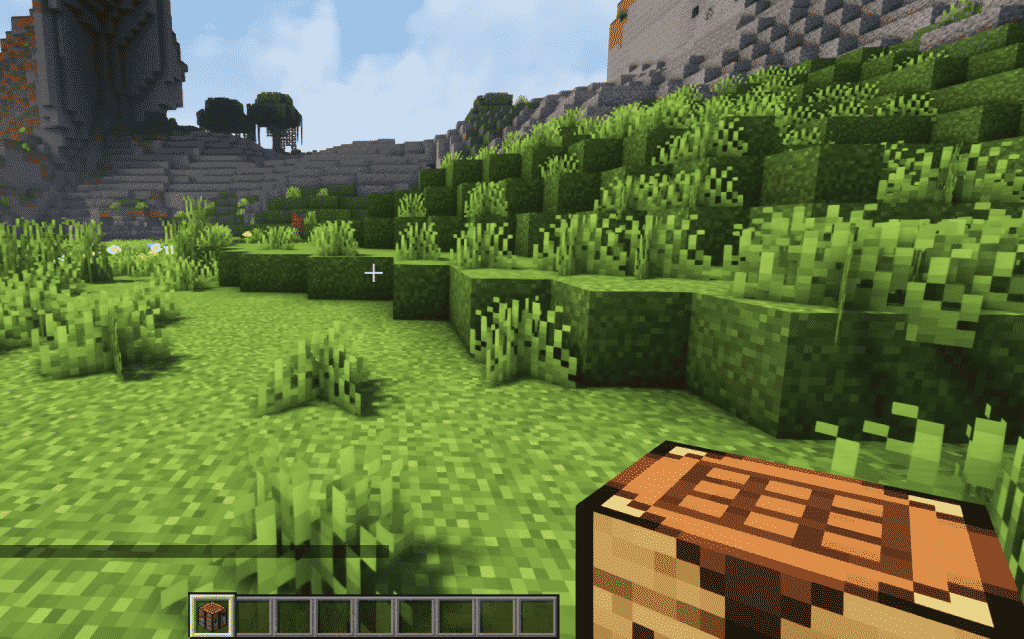 Crafting Table in hot bar slot