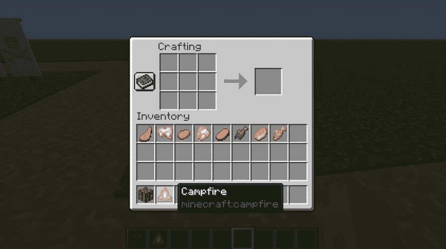 Drag the Campfire to Inventory