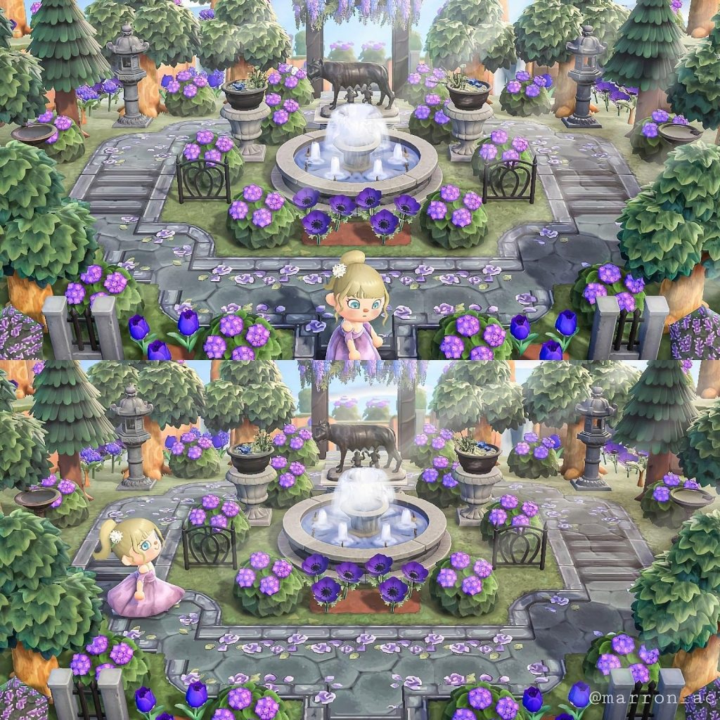 Elegant Purple Fountain Garden