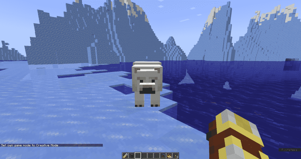 Find a polar bear in icy biomes