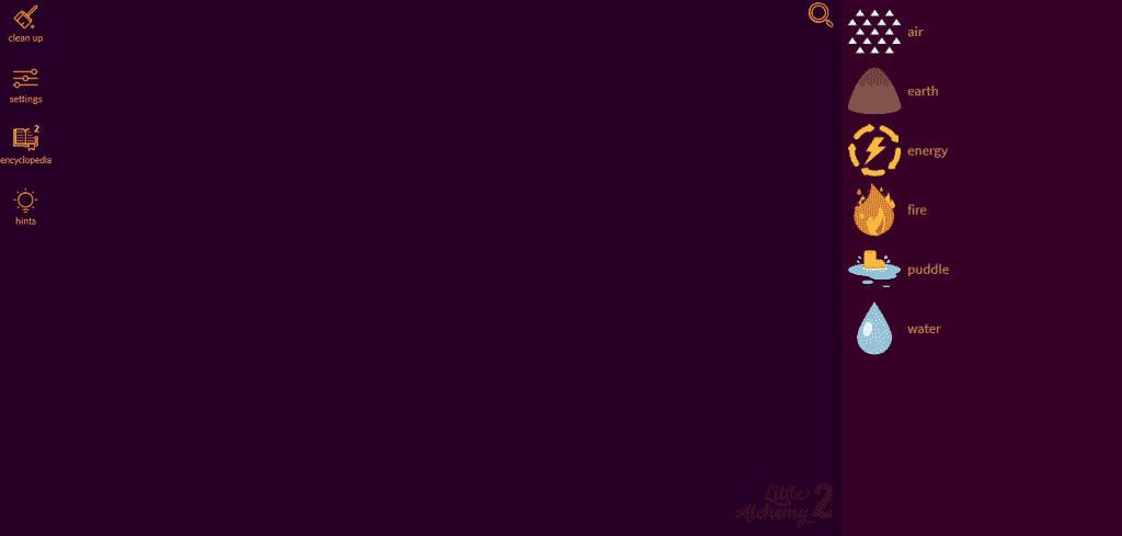 Little Alchemy Puddle and Energy