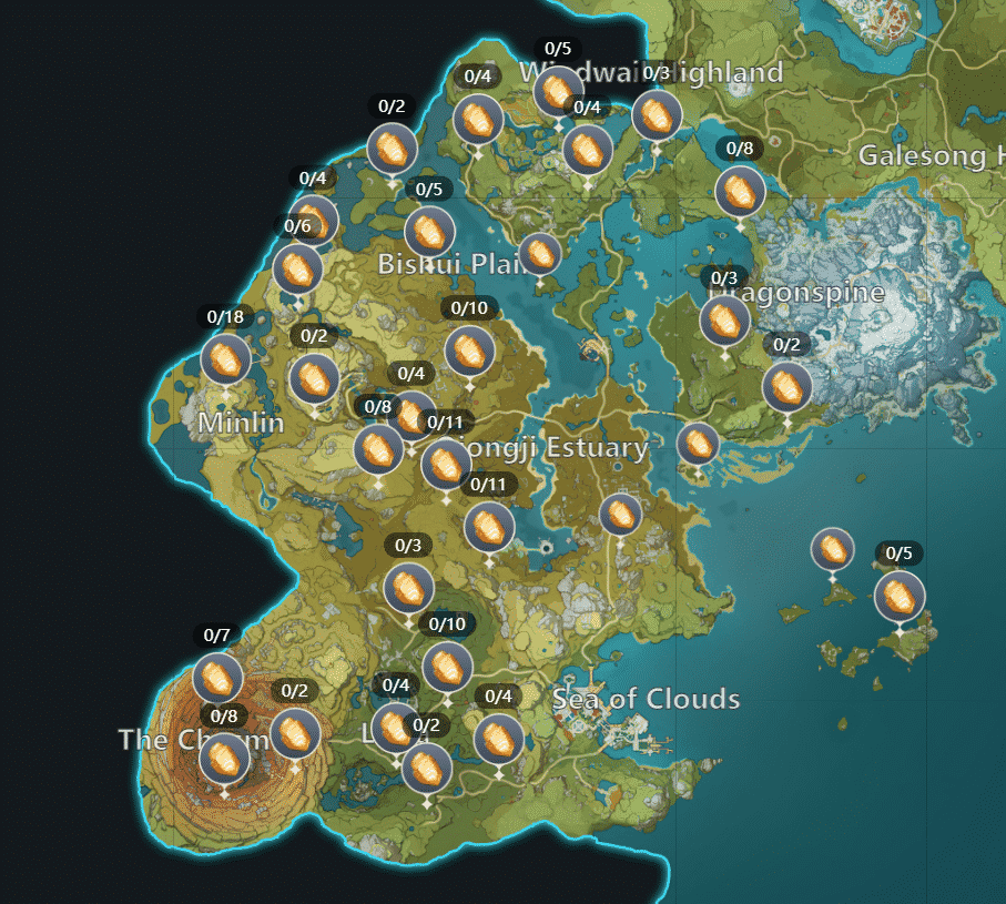 map of all cor lapis locations genshin impact