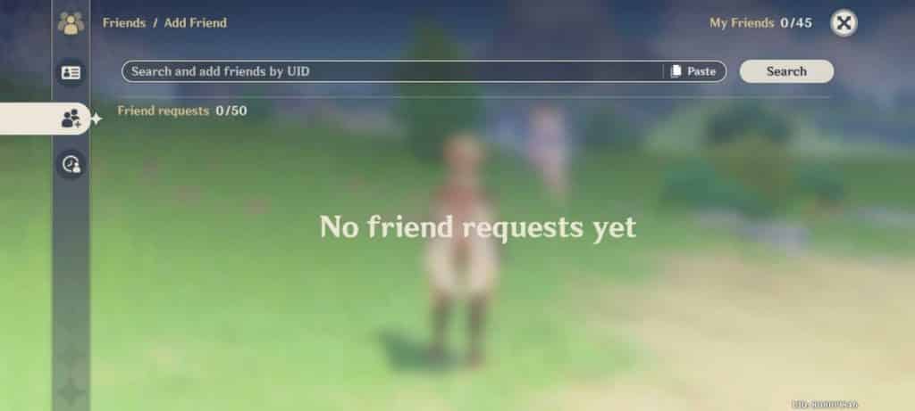 My Friends tab in Genshin Impact