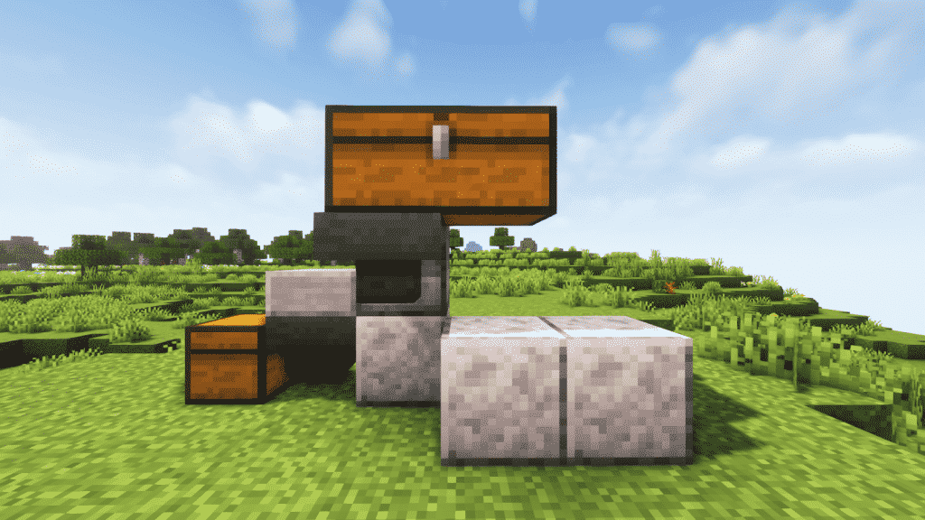 Place 2 building blocks under the double chest