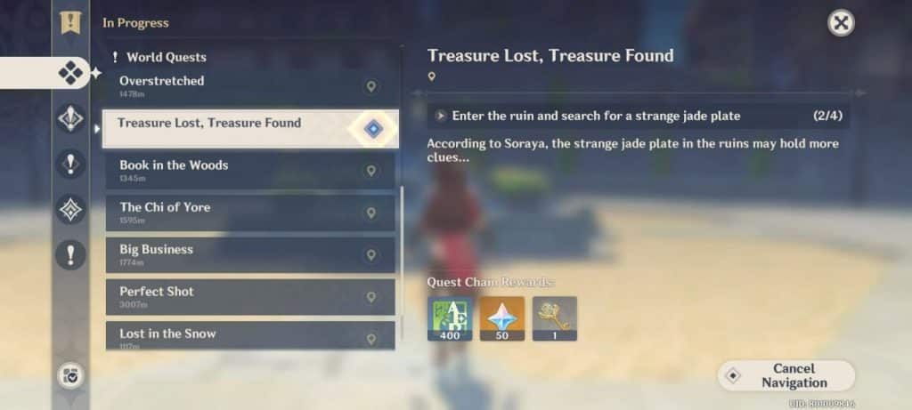 Primogems reward in World Quests