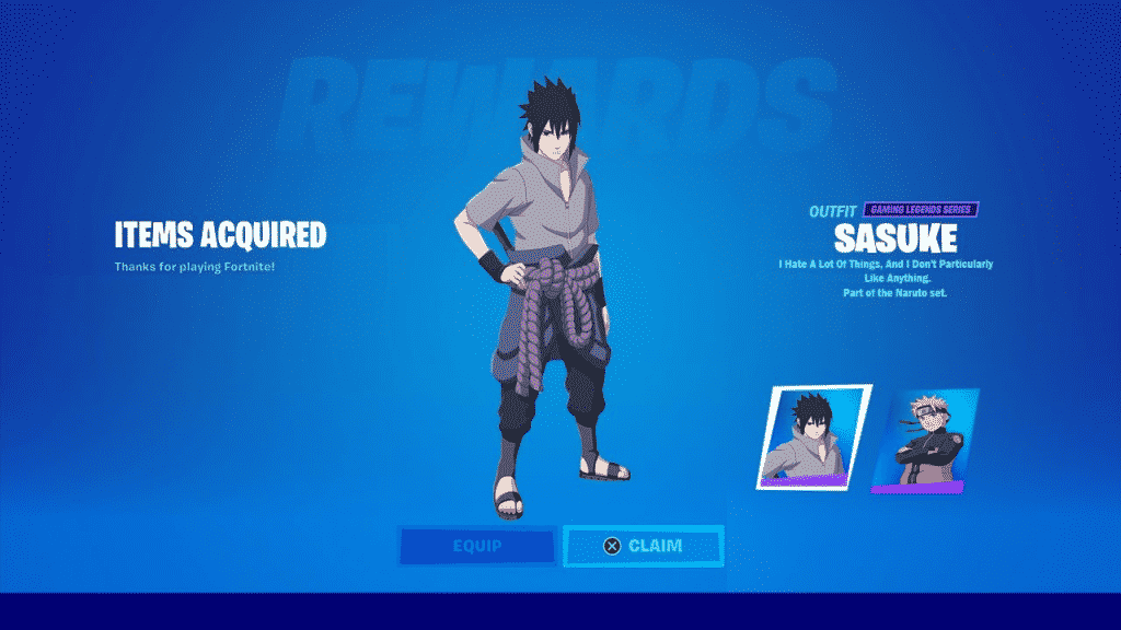 Sasuke Uchiha Fortnite Skin