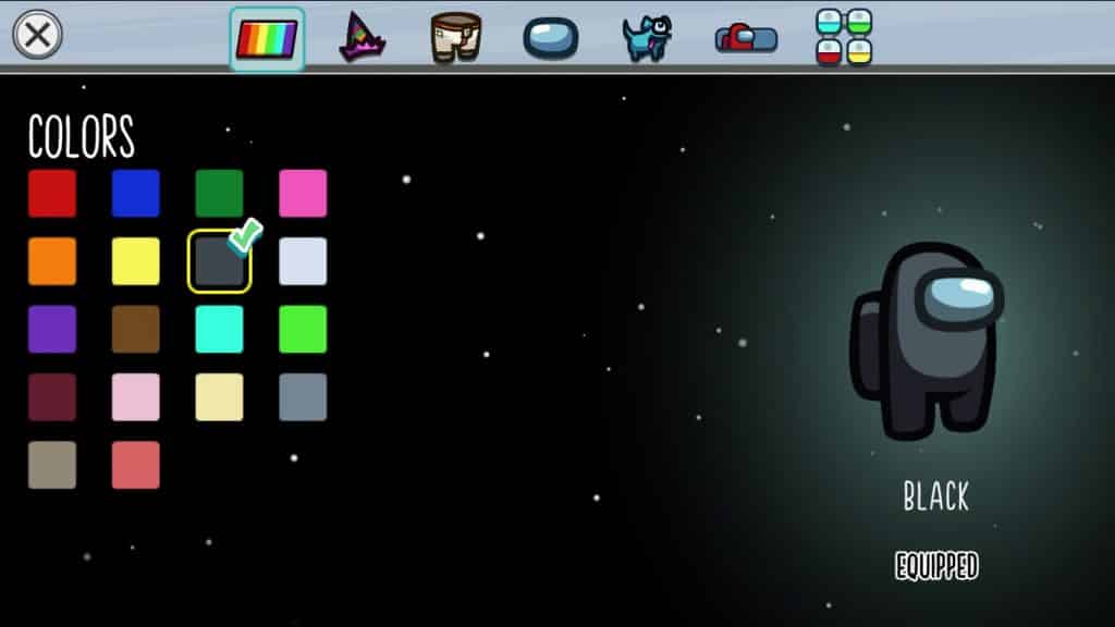 among us equip color