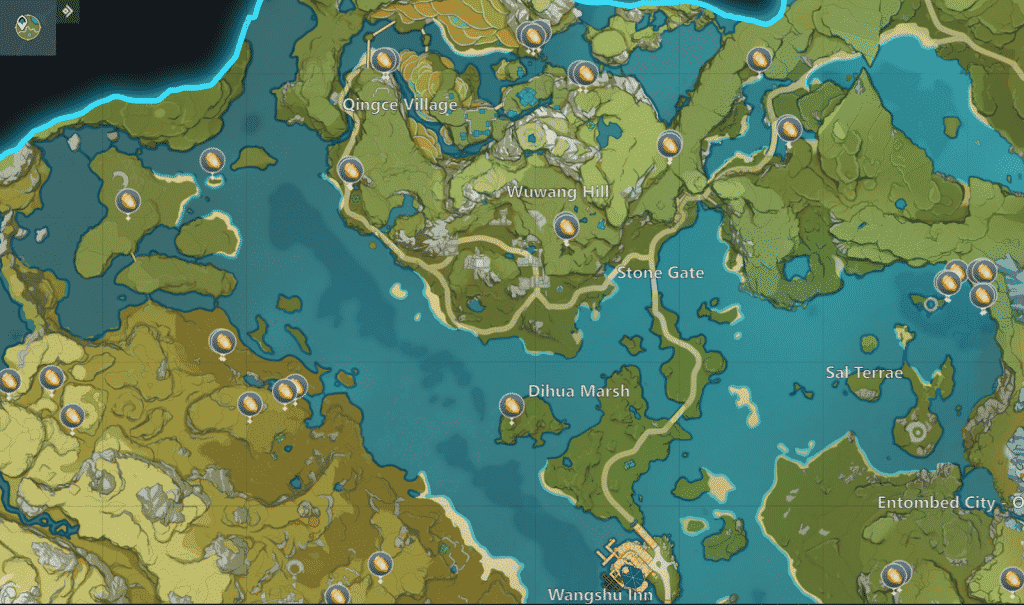 bishui plain genshin impact map