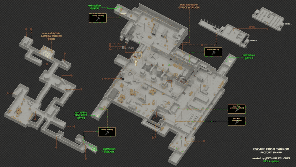 bunker location factory map tarkov
