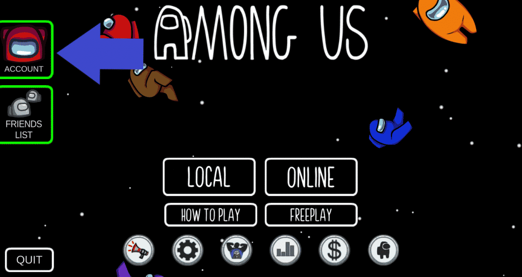 click on account in home screen amoung us