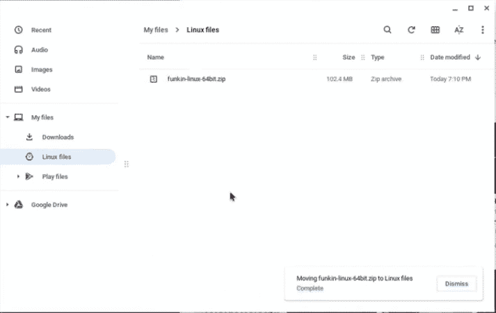 fnf installer zip file move to linux folder