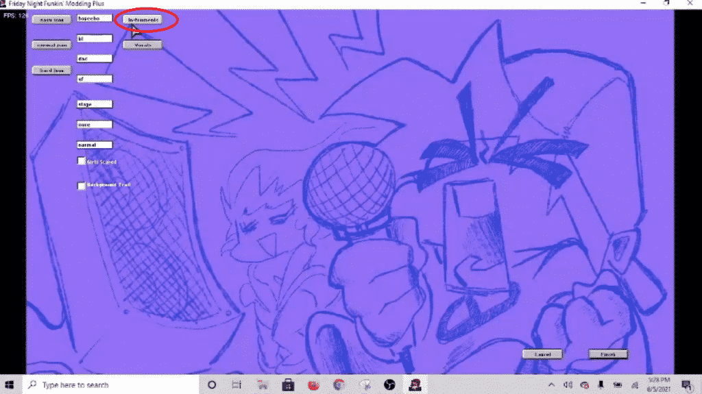 fnf modding plus instruments buttons
