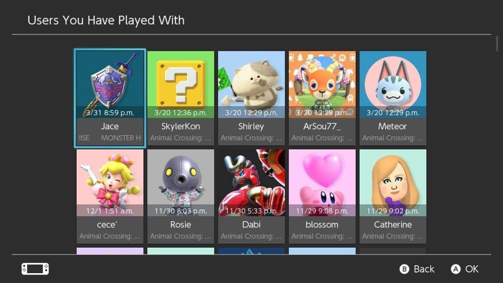 list of profiles of people Animal Crossing