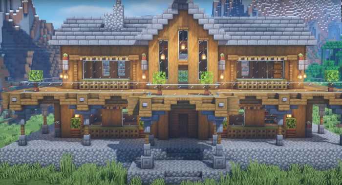 minecraft spruce mansion tutorial