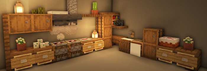 minecraft wood kitchen