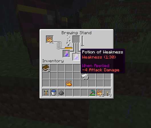place potion of weakness in the brewing stand